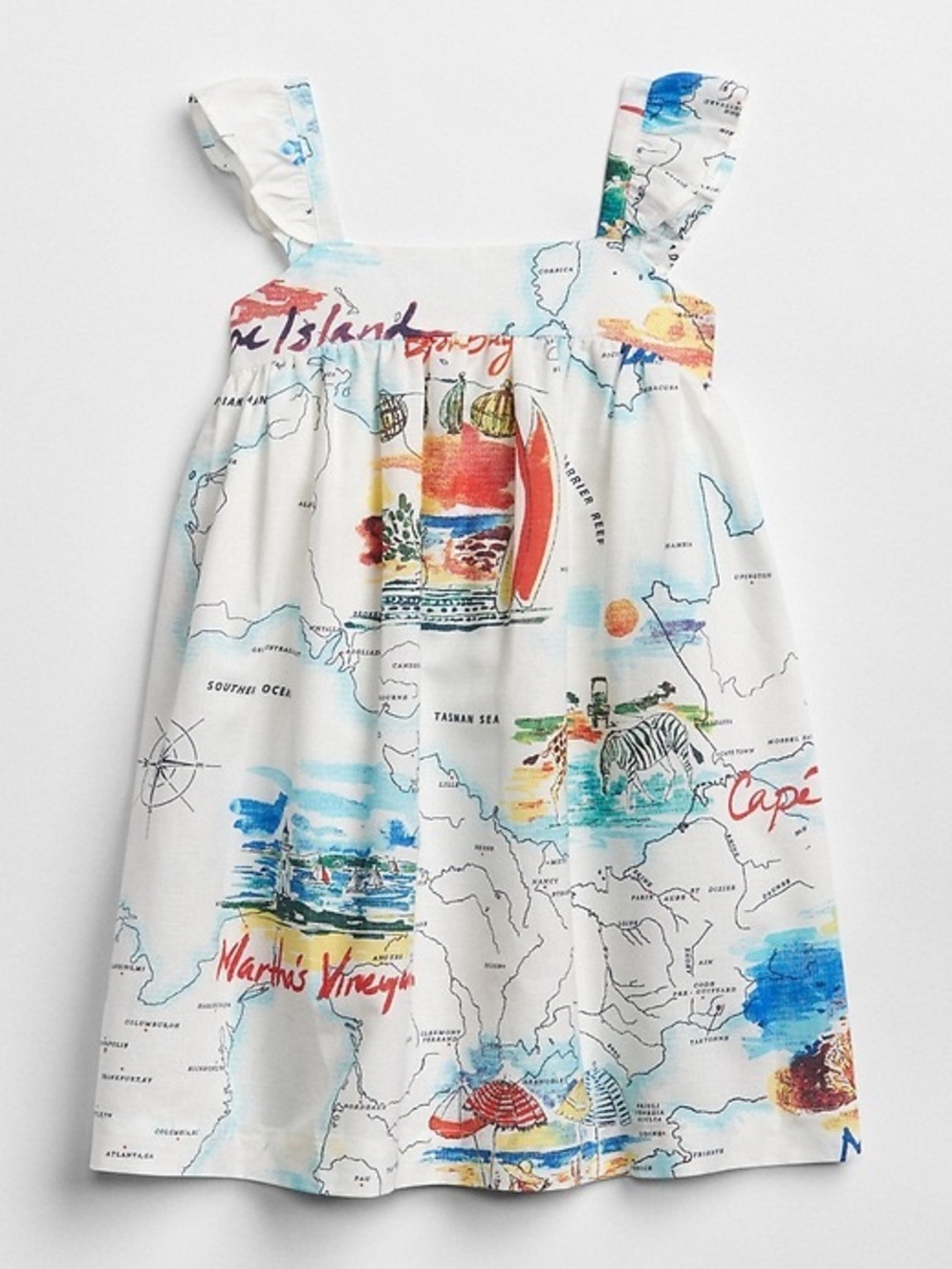 Baby GAP Mediterranean Print Flutters Dress & Bloomers 2 Years NWT Linen Blend